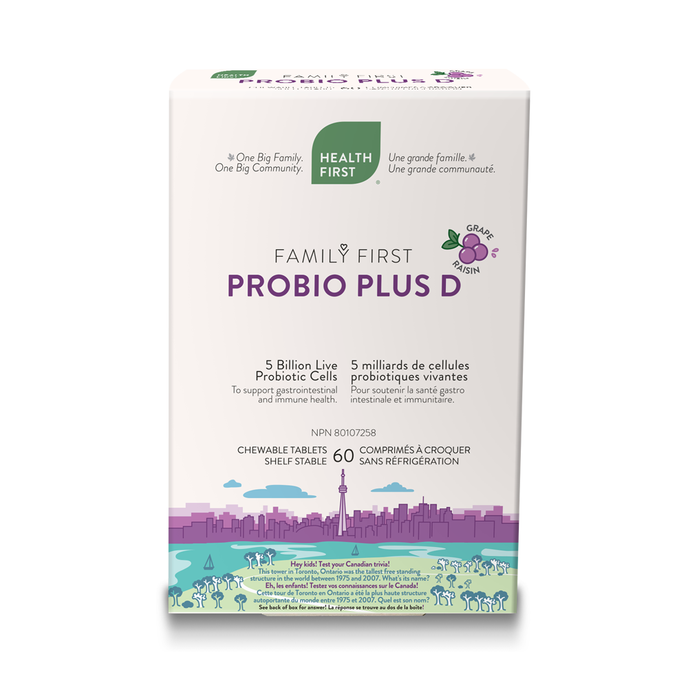 Health First Family First ProBio Plus D, 60 chewable tablets